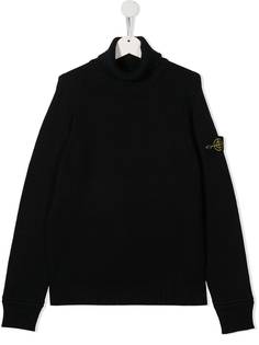 Stone Island Junior джемпер с окантовкой в рубчик и нашивкой-логотипом