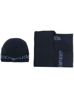 Emporio Armani комплект из шапки и шарфа с жаккардовым логотипом