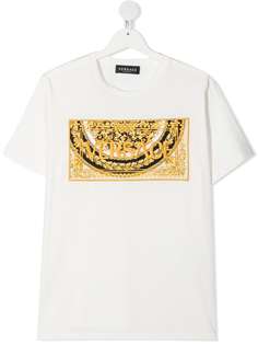 Versace Kids футболка с вышитыми логотипом и узором Barocco