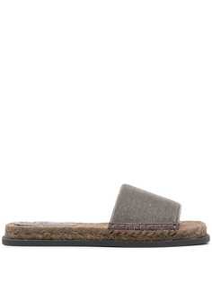 Brunello Cucinelli шлепанцы с декором Monili