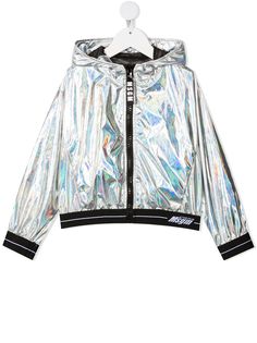 MSGM Kids куртка с капюшоном и переливчатым эффектом