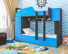 Кровать двухъярусная «юниор 2» (ярофф) голубой 2316.0x1850.0x832.0 см.