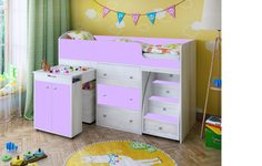 Кровать чердак «малыш» (ярофф) фиолетовый 1632.0x1130.0x732.0 см.