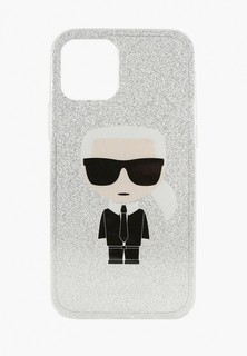 Чехол для iPhone Karl Lagerfeld 12/12 Pro (6.1), PC/TPU Ikonik Karl Glitter Silver