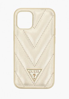 Чехол для iPhone Guess 12 mini (5.4), PU Qualited V Triangle metal logo Gold