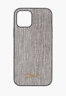 Чехол для iPhone Guess 12/12 Pro (6.1), PU Animal Lizard with metal logo Gold