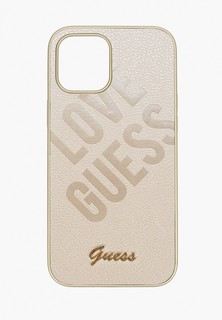 Чехол для iPhone Guess 12 Pro Max (6.7), PU Iridescent "Love" with metal logo Gold