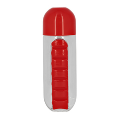Бутылка для воды FUN PILLS с таблетницей red 500 мл