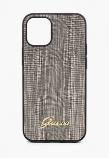 Чехол для iPhone Guess 12 mini (5.4), PU Animal Lizard with metal logo Gold