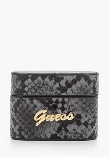 Чехол для наушников Guess Airpods Pro, Python PU leather case with metal logo Black