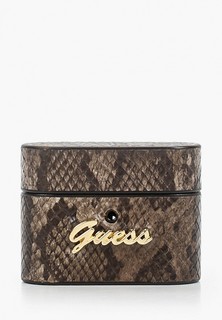 Чехол для наушников Guess Airpods Pro, Python PU leather case with metal logo Brown