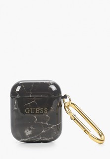Чехол для наушников Guess Airpods, TPU case with ring Marble design Black