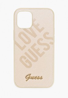 Чехол для iPhone Guess 12 mini (5.4), PU Iridescent "Love" with metal logo Gold