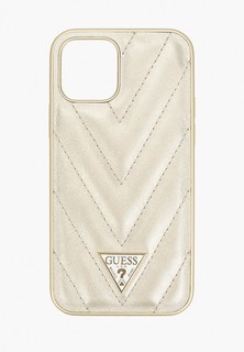 Чехол для iPhone Guess 12/12 Pro (6.1), PU Quilted V Triangle metal logo Gold