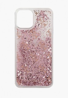 Чехол для iPhone Guess 12/12 Pro (6.1), Liquid Glitter 4G Pink gold