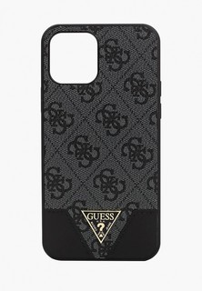 Чехол для iPhone Guess 12/12 Pro (6.1), PU 4G Triangle metal logo Grey