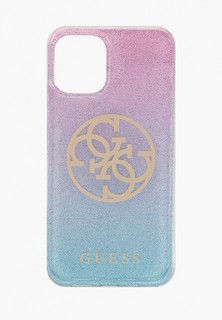Чехол для iPhone Guess 12 mini (5.4), PC/TPU 4G Circle Logo Glitter Gradient Pink/Blue