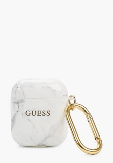 Чехол для наушников Guess Airpods, TPU case with ring Marble design White