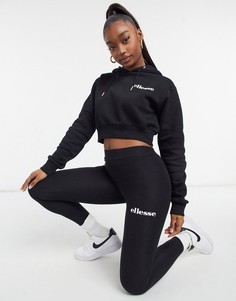 Комплект черного цвета из укороченного худи и легинсов ellesse-Черный цвет