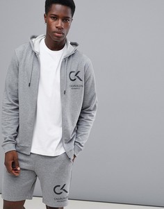 Худи на молнии с логотипом Calvin Klein Performance-Серый