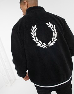 Черная куртка с искусственным мехом и логотипом на спине Fred Perry-Черный цвет