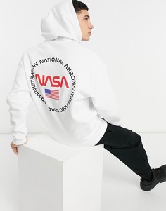 Oversized-худи белого цвета с принтом "Nasa" ASOS DESIGN-Белый