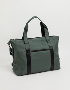 Большая спортивная сумка цвета хаки из искусственной кожи SVNX-Зеленый цвет 7X
