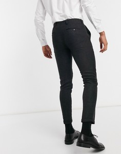 Серые брюки из шерстяной ткани с рисунком «в елочку» Jack & Jones Premium-Серый