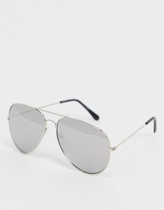 Серебристые солнцезащитные очки-авиаторы SVNX-Серебряный