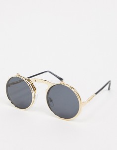 Круглые солнцезащитные очки с черными стеклами SVNX-Золотистый