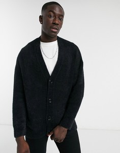 Черный oversized-кардиган Bershka