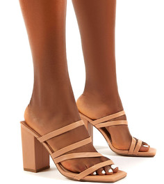 Бежевые мюли с ремешками для широкой стопы Public Desire Kalia-Бежевый