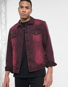 Черно-красная джинсовая куртка AllSaints Iskar-Черный цвет
