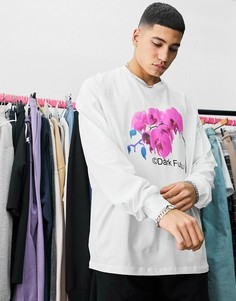 Белый лонгслив в стиле oversized с принтом-рисунком на груди ASOS Dark Future