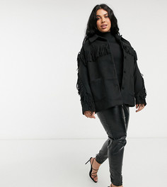 Черная куртка с бахромой In The Style Plus x Megan McKenna-Черный цвет
