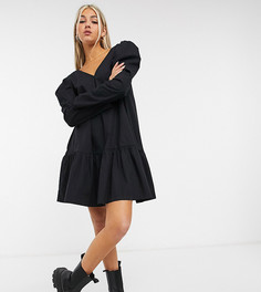 Черное платье мини с V-образным вырезом COLLUSION-Черный цвет