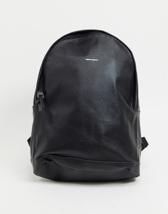Черный рюкзак из искусственной кожи с тисненым логотипом ASOS DESIGN