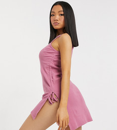 Эксклюзивное удлиненное платье мини приглушенного розового цвета со сборками по бокам Outrageous Fortune Petite-Розовый цвет