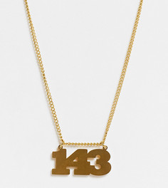 Ожерелье из 18-каратного золота с надписью "143 I love you" и влагозащищенным покрытием Hoops + Chains LDN-Золотистый