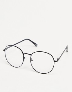 Модные очки в круглой металлической оправе черного цвета с прозрачными стеклами ASOS DESIGN-Черный цвет