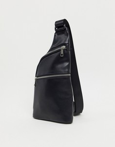 Черная сумка через плечо из искусственной кожи SVNX-Черный цвет 7X