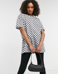 Oversized-футболка в шахматную клетку от комплекта New Girl Order-Черный цвет
