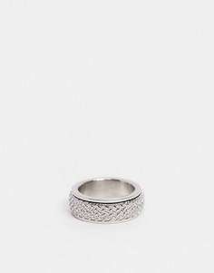 Серебристое кольцо из нержавеющей стали с рельефным узором ASOS DESIGN-Серебряный
