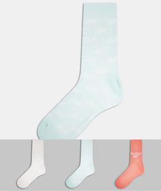Набор из 3 пар высоких носков разных цветов Reebok-Многоцветный