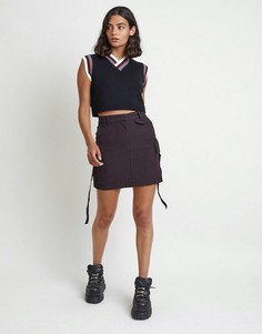 Укороченный вязаный свитер-жилет с отделкой в полоску The Ragged Priest-Розовый цвет