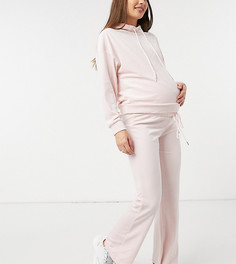 Розовые высокие штаны для дома из переработанного велюра для будущих мам Lindex MOM Exclusive Rose-Розовый цвет