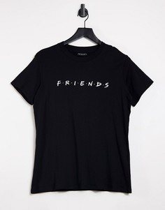 Черная свободная футболка с круглым вырезом Typo x Friends-Черный цвет