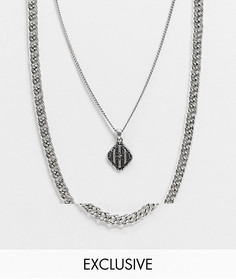 Многорядное серебристое ожерелье Reclaimed Vintage inspired-Серебристый
