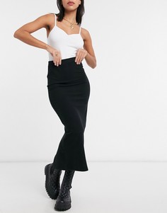 Черная юбка миди в рубчик New Look-Черный цвет
