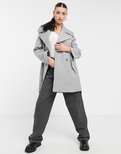 Серое двубортное шерстяное пальто с поясом & Other Stories-Серый